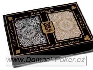Hrac karty KEM 100% Plast - Dual Pack - zlat a ern