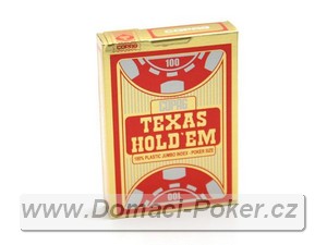 Plastové karty Copag 100% Plast - texas Holdem Poker - červené/zlaté