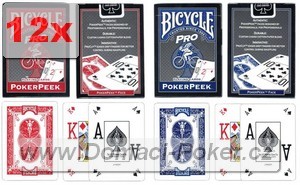 Bicycle PRO Poker DualIndex červené + modré 12pk