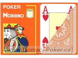 Modiano 100% Plast Poker Cristallo Jumbo Index - oranžové