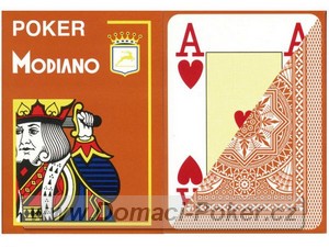 Modiano 100% Plast Poker Cristallo Jumbo Index - hnědé