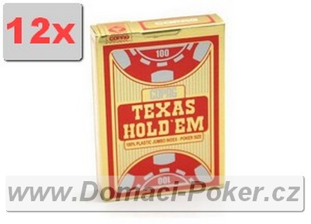 Plastov karty Copag - texas Holdem Poker - erven/zlat - 12pk